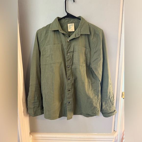 Thereabouts Olive Green Button Down Shirt with Rolled Sleeves - Picture 2 of 8